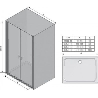 Душові двері Ravak Chrome CSDL2- 100 Білий Transparent