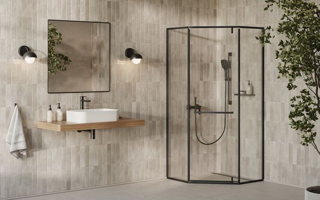 Душевая кабина Ravak Х-Point Slim XPSHP3-90 чорний+Transparent, Пятиугольная
