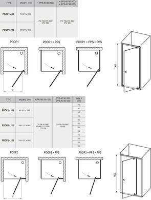 Душевые двери Ravak Pivot PDOP 2- 100 Белый/Хром Transparent
