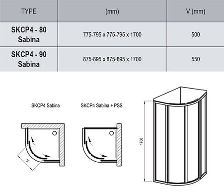 Душевая кабина Ravak Supernova SKCP4- 90 SABINA Белый Pearl