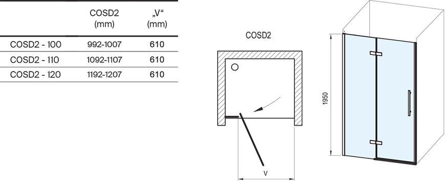 Душові двері Ravak Cool COSD 2- 120 Хром Transparent