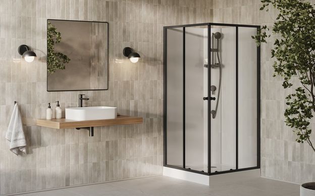Душовий бокс Ravak X-Point Slim BOXSRV2-90 Чорний Transparent + (піддон+душ.панель+нерухома.стінка)