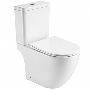 Унитаз напольный Domospa by Ravak TORRENTA ROUND Combi RimOff с сиденьем SoftClose и сливом Торнадо RKUJ100023