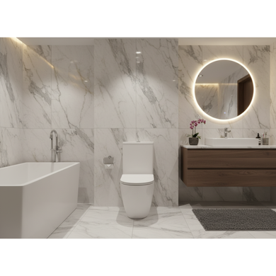 Унитаз напольный Domospa by Ravak TORRENTA ROUND Combi RimOff с сиденьем SoftClose и сливом Торнадо RKUJ100023