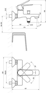 Ravak LF 022.20BL Смеситель для ванны 150 мм, черный